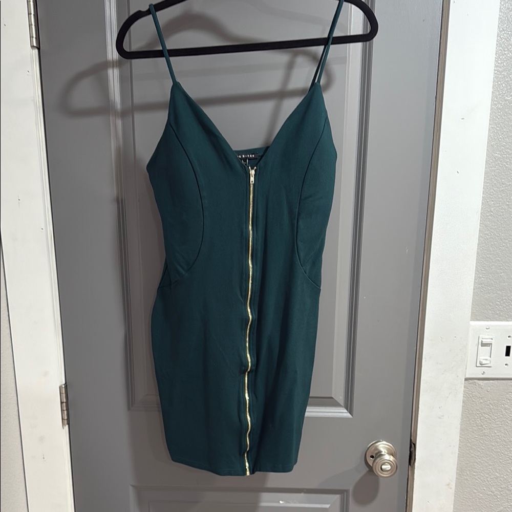 Teal Zip-Front Dress